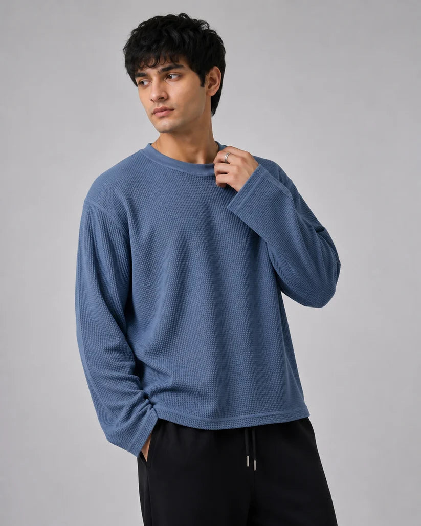 ICE BLUE WAFFLE T-SHIRT