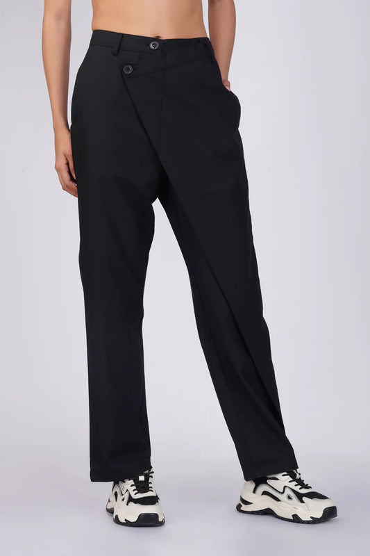 BLACK FLAP FORMAL PANTS