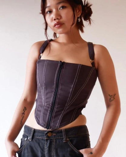 Grey CEO Zip-up Corset