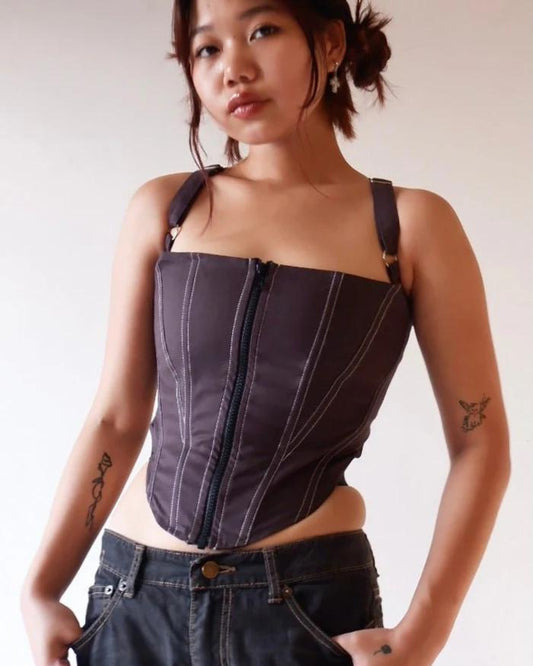 Grey CEO Zip-up Corset