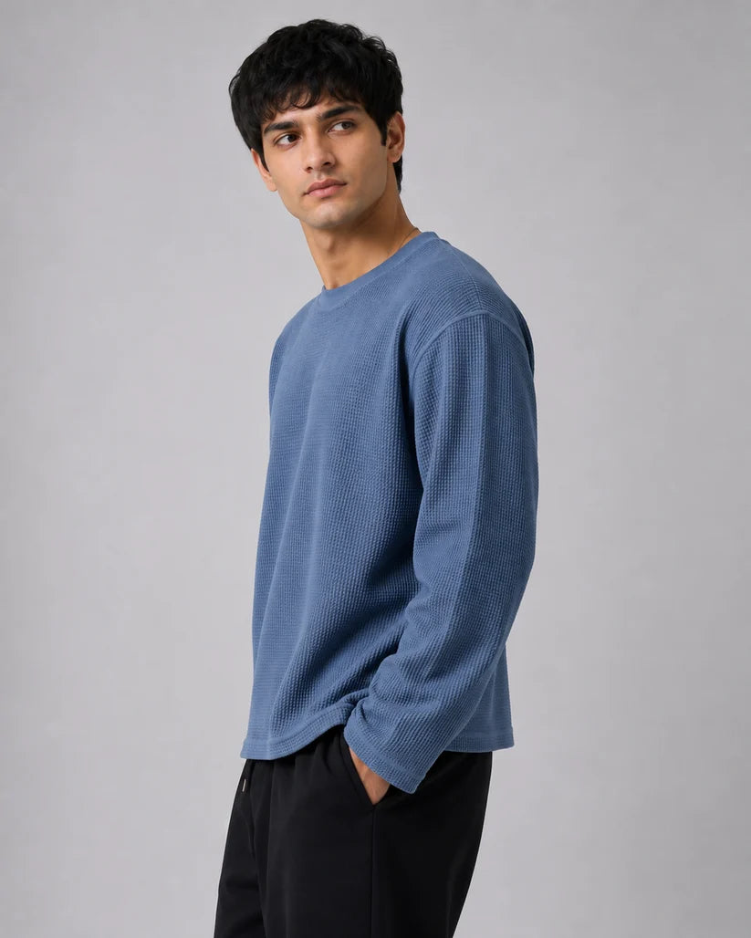 ICE BLUE WAFFLE T-SHIRT