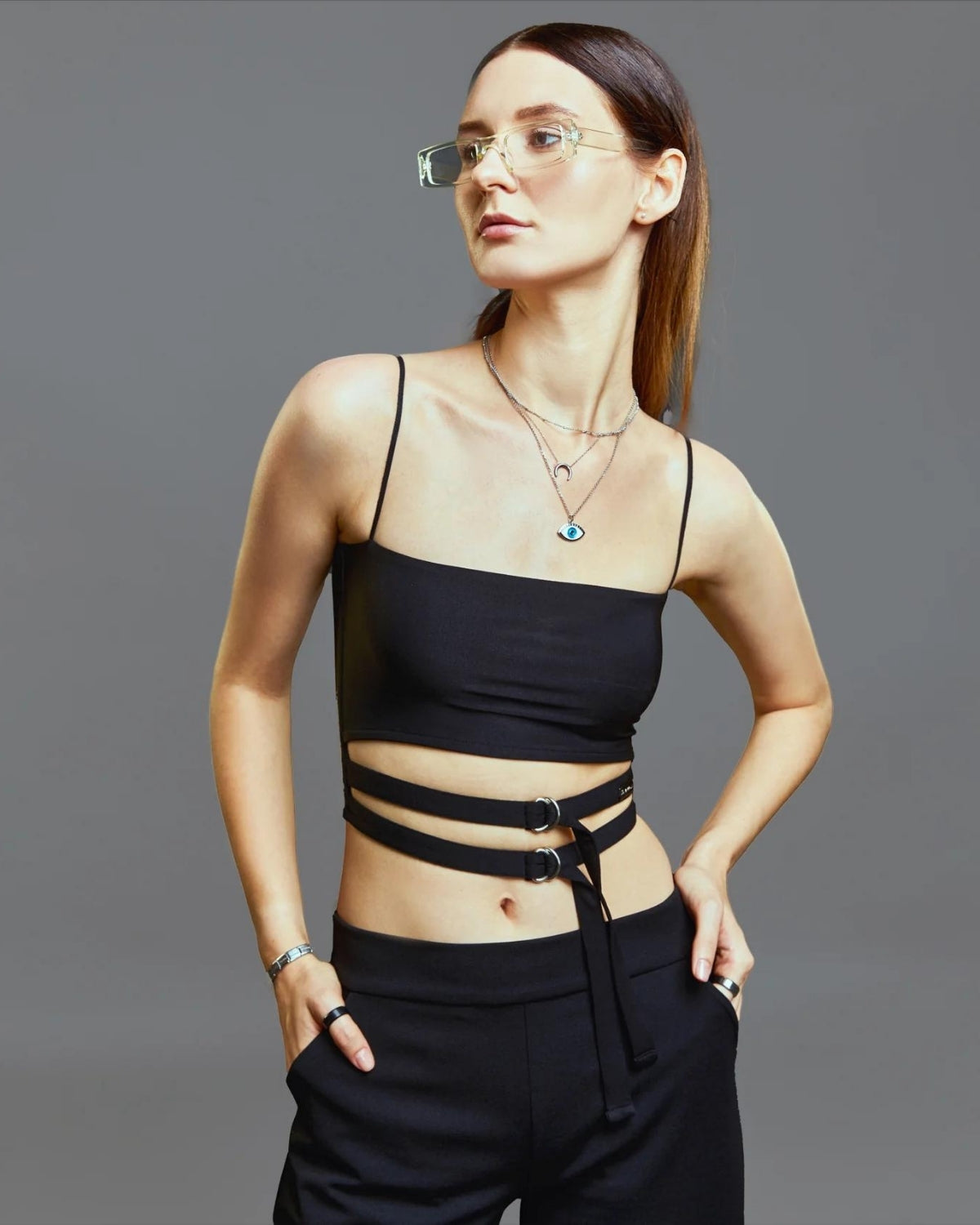 Storm Watcher - Crop Top with Double Belt