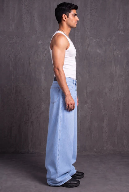 Light Blue Balloon Fit Denim Jeans