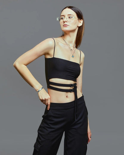 Storm Watcher - Crop Top with Double Belt