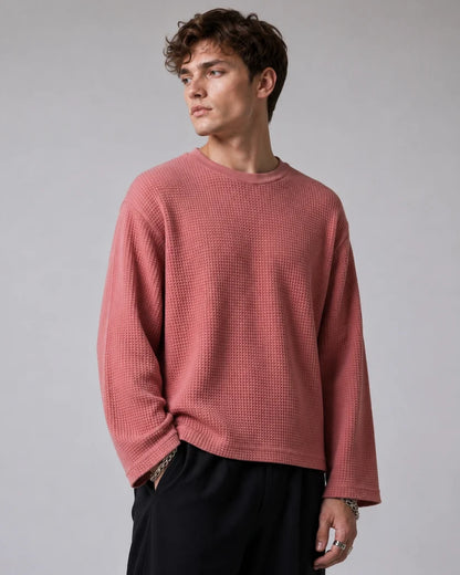 DUSTY PEACH WAFFLE T-SHIRT