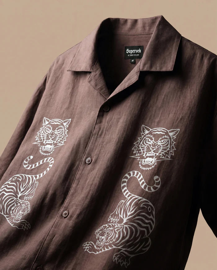 Tiger Fury Resort Shirt - Brown
