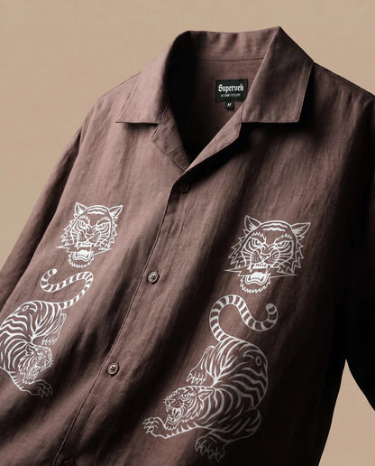 Tiger Fury Resort Shirt - Brown