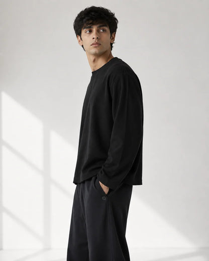 BLACK WAFFLE T-SHIRT