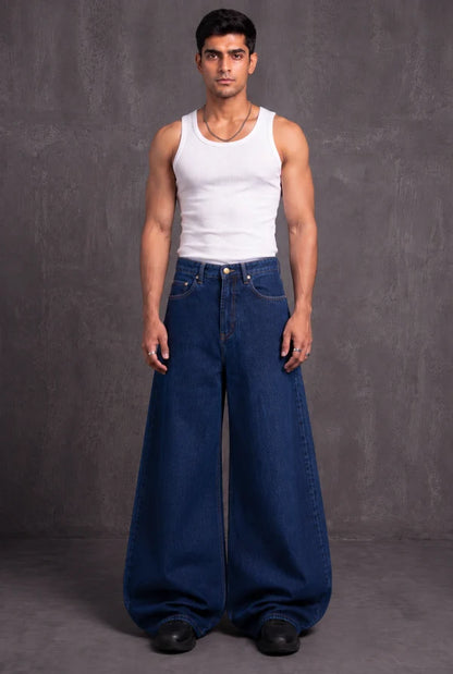 Dark Blue Balloon Fit Denim Jeans
