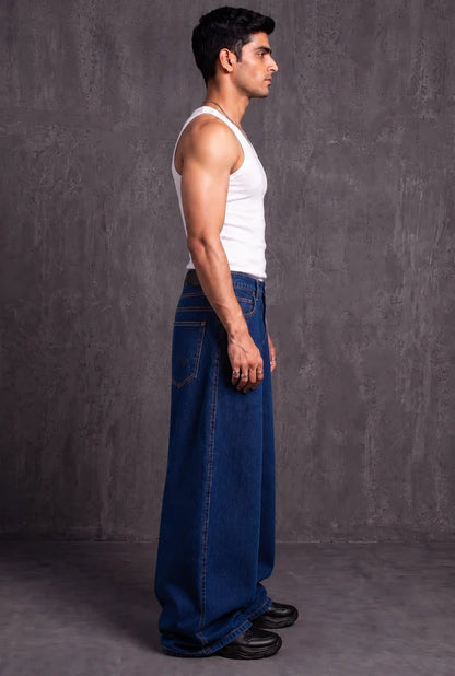 Dark Blue Balloon Fit Denim Jeans