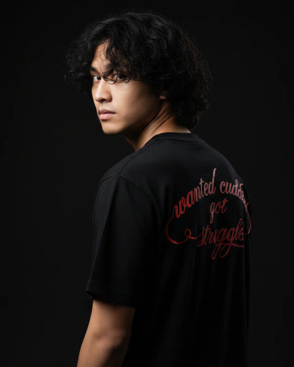 WANTED CUDDLES BLACK TEE
