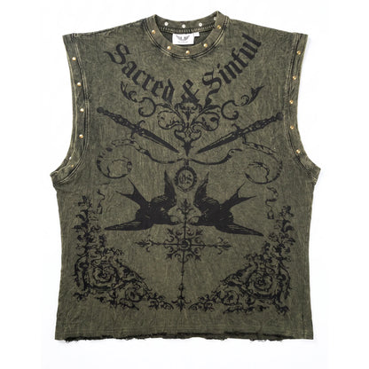 OLIVE GREEN WASHED TANK