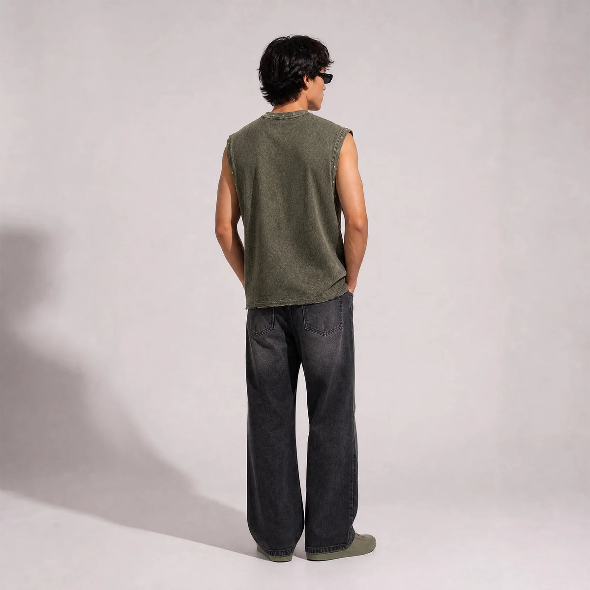 OLIVE GREEN WASHED TANK