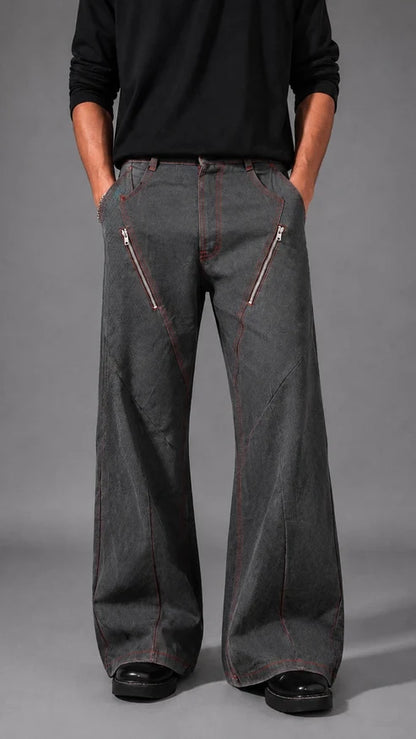 GUNMETAL CHAINED DENIM