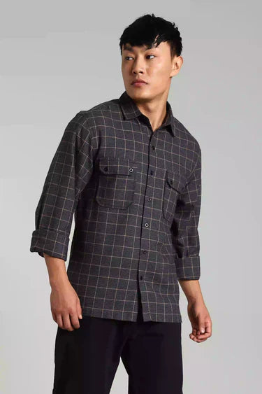 NAVY BLUE CHECKED SHACKET