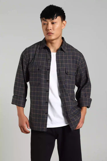 NAVY BLUE CHECKED SHACKET