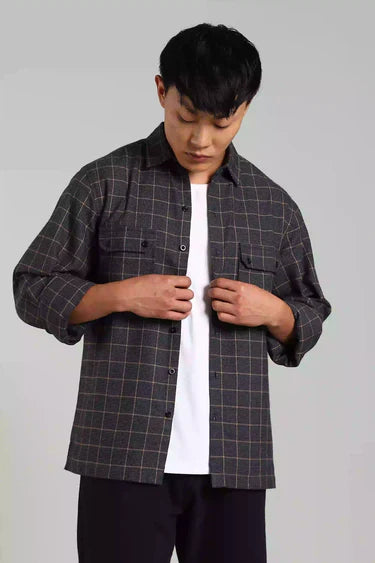 NAVY BLUE CHECKED SHACKET