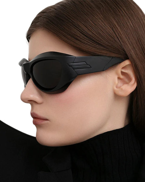 Cyber Z Unisex Futuristic Wrap around Sunglass - Black