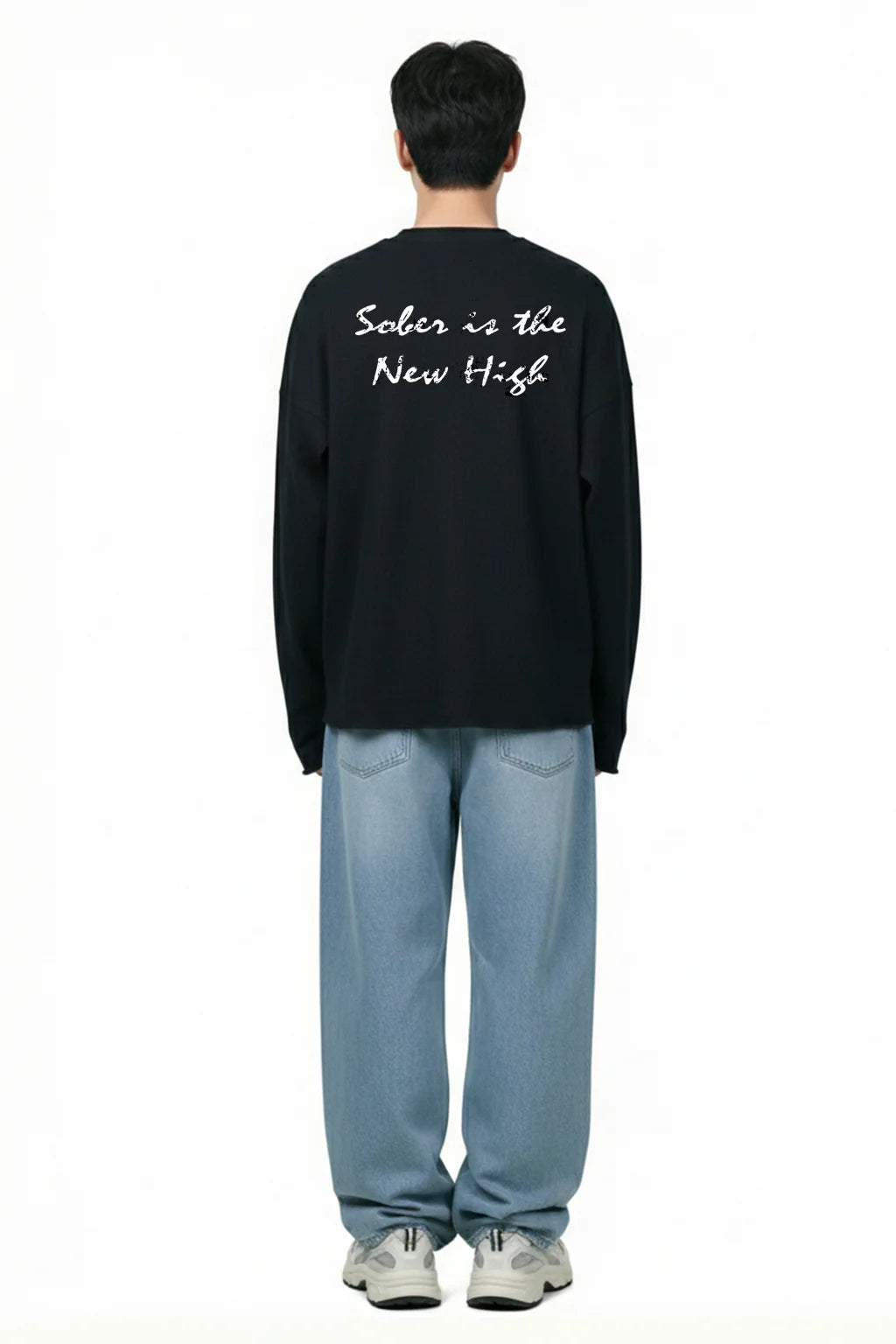 Sober State Black Crop Waffle Tshirt