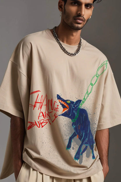Bark Graphic Print Oversized Tee