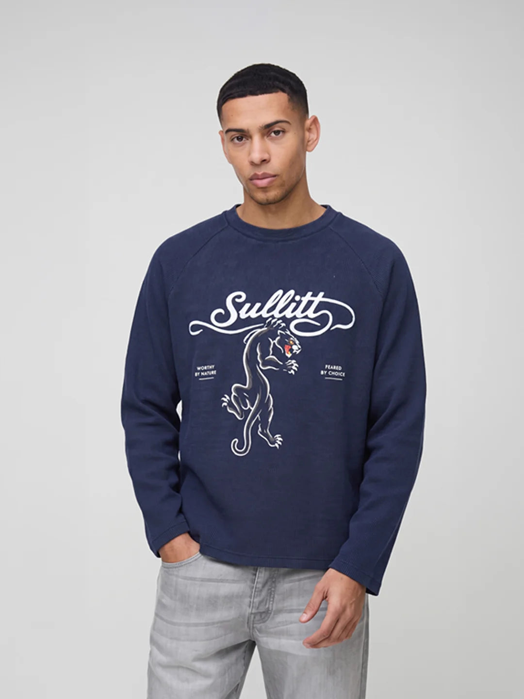 BLUE HERITAGE PANTHER WAFFLE TEE