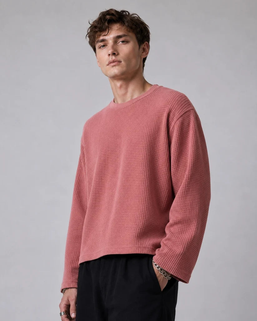 DUSTY PEACH WAFFLE T-SHIRT