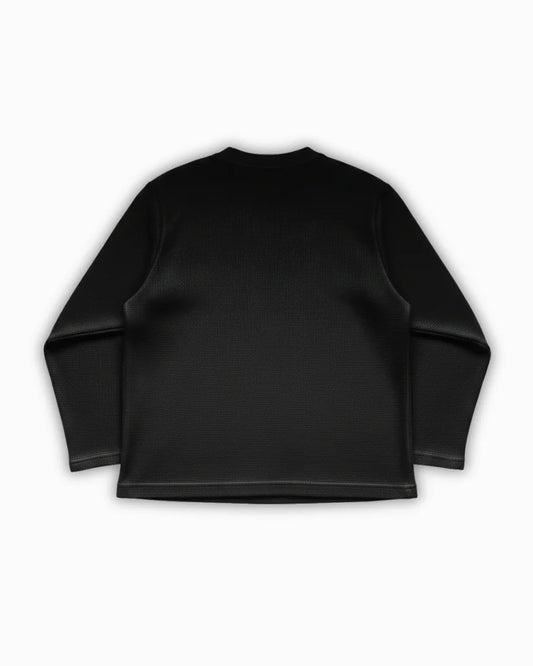 BLACK WAFFLE T-SHIRT