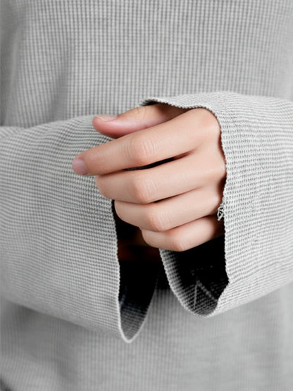 Grey Washed Crop Waffle T-shirt