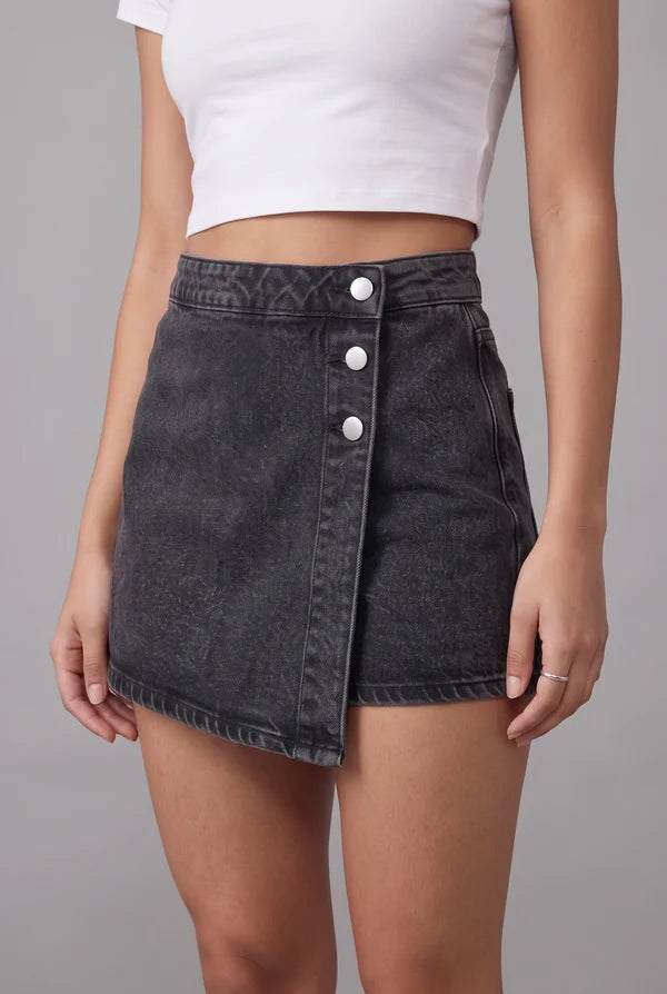 Black Denim Skort