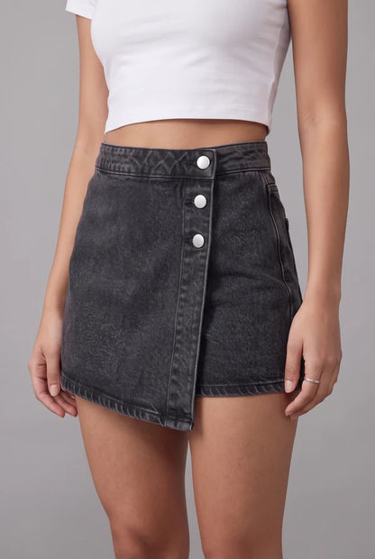 Black Denim Skort
