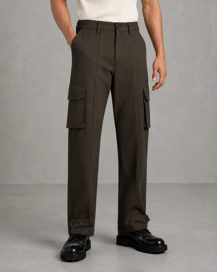 Six Pocket Brown Cargo Without Flap