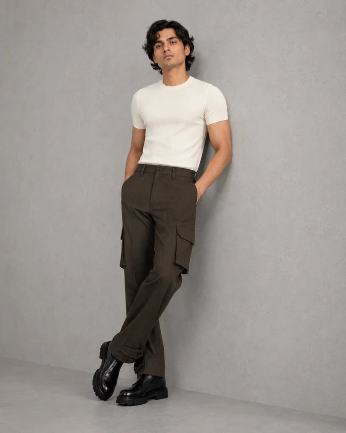 Six Pocket Brown Cargo Without Flap