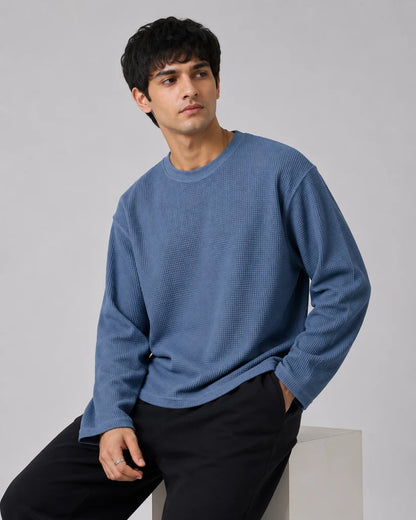 ICE BLUE WAFFLE T-SHIRT
