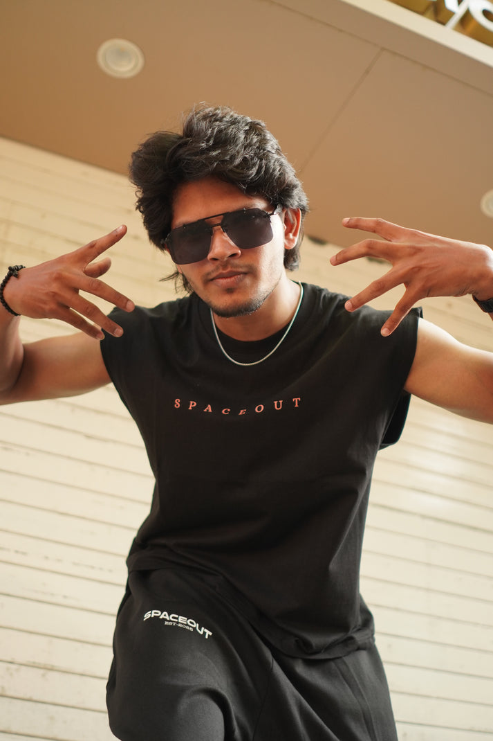 BLACK SPACEOUT TANK TOP