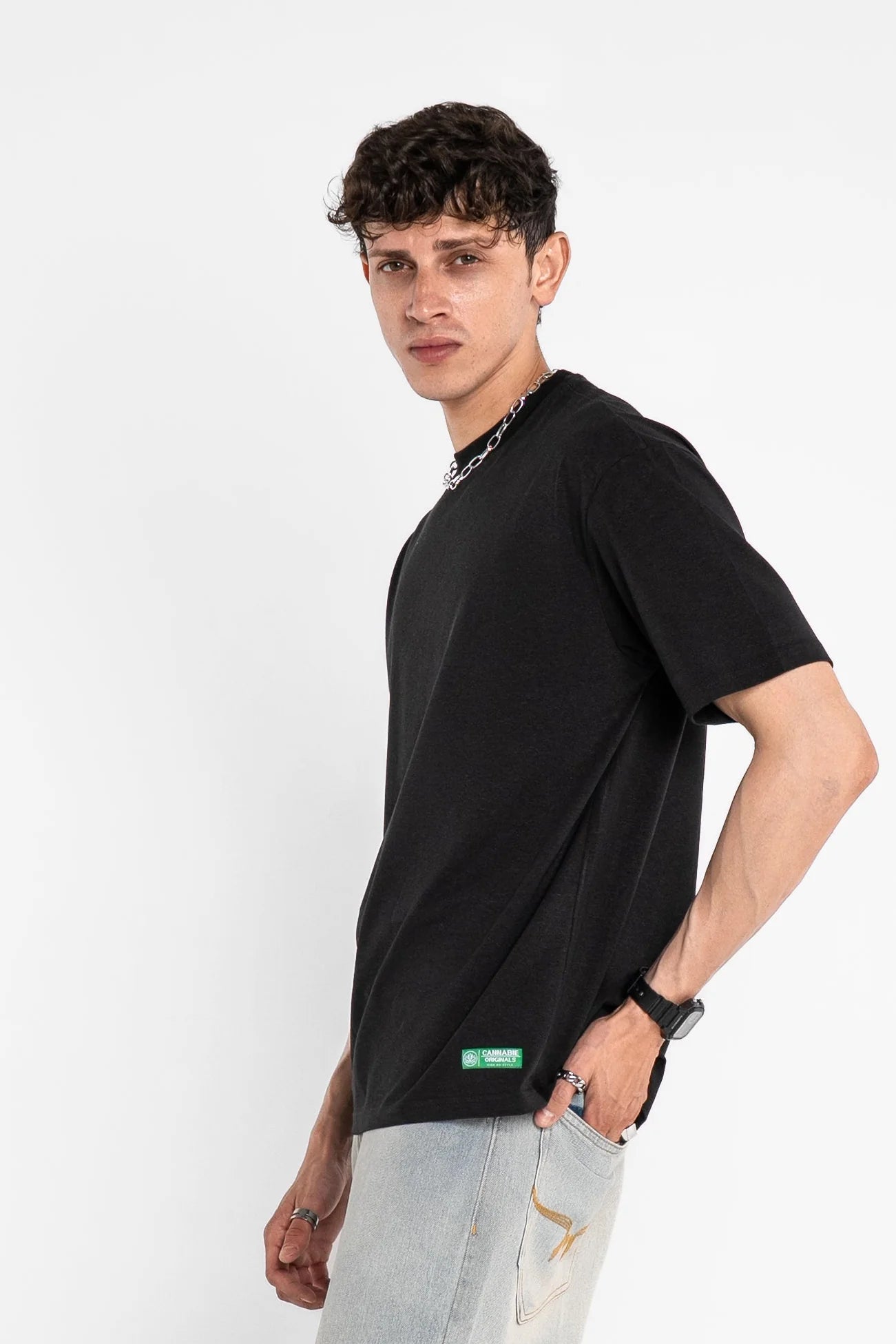 Solid Oversized Hemp Black Tee