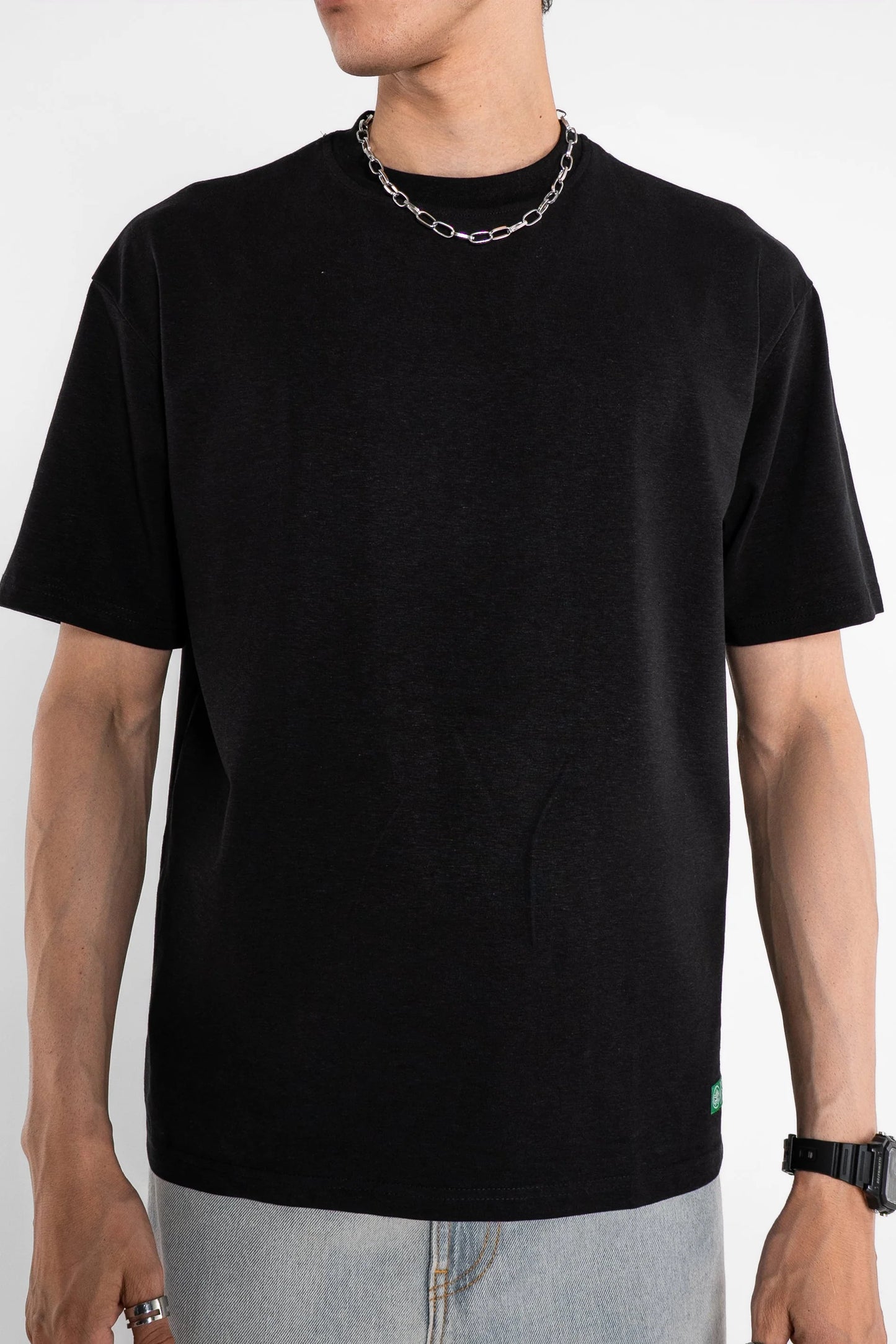 Solid Oversized Hemp Black Tee