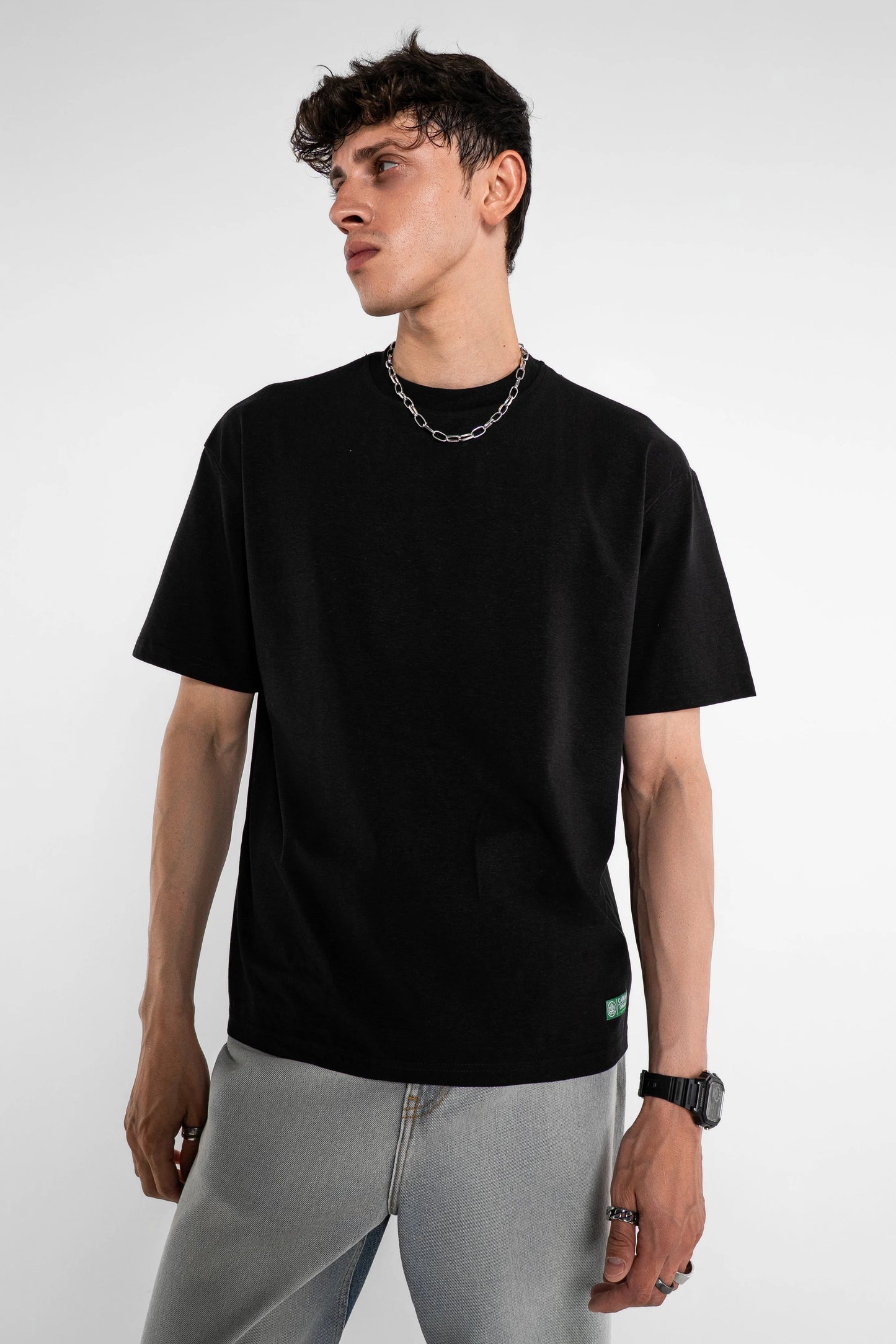 Solid Oversized Hemp Black Tee