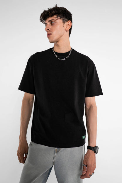 Solid Oversized Hemp Black Tee