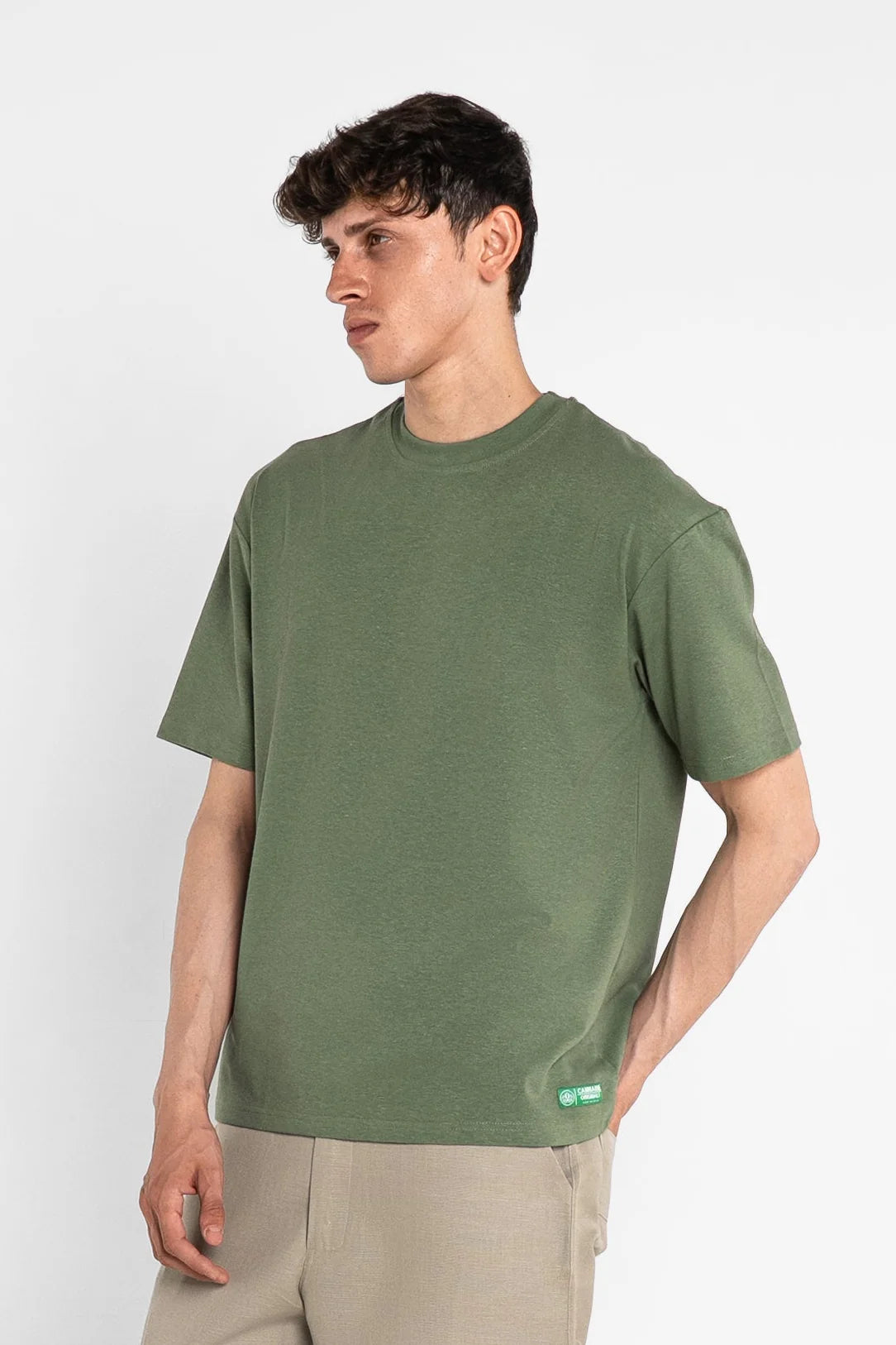 Solid Oversized Hemp Green Tee