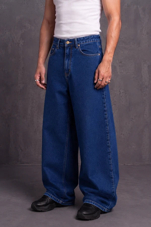Dark Blue Balloon Fit Denim Jeans
