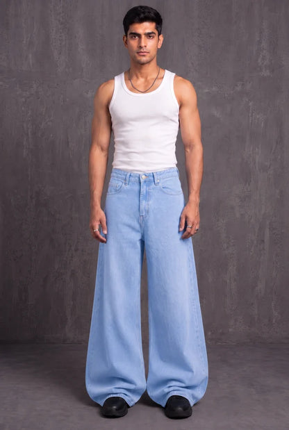 Light Blue Balloon Fit Denim Jeans