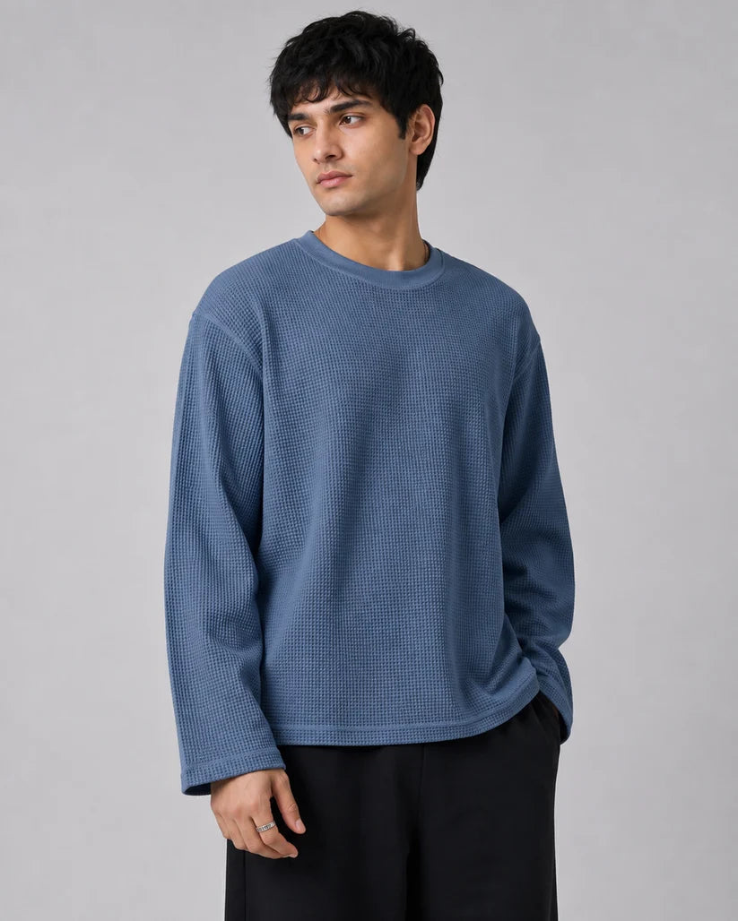 ICE BLUE WAFFLE T-SHIRT