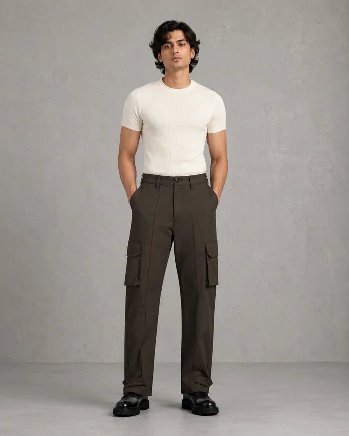 Six Pocket Brown Cargo Without Flap