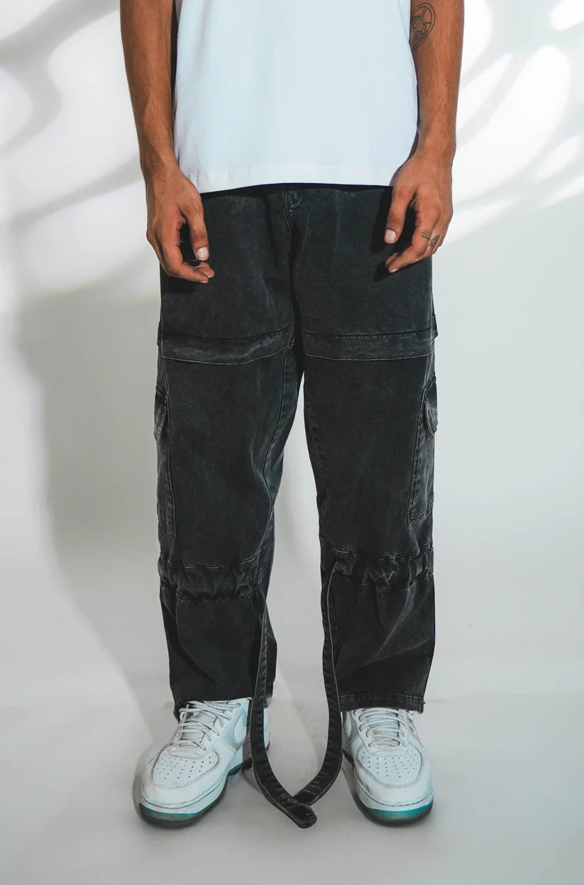 ACIDWASH DARK GREY DENIM CARGO