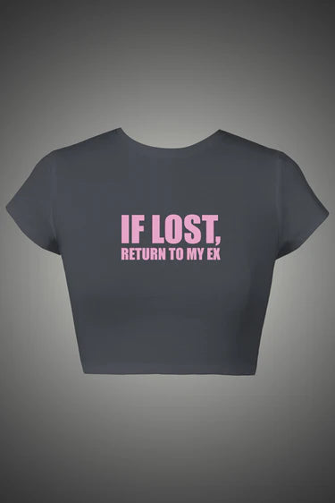 GREY RETURN TO EX GRAPHIC CROP TOP