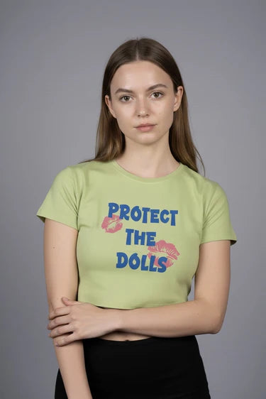 PROTECT THE DOLLS GRAPHIC CROP TOP