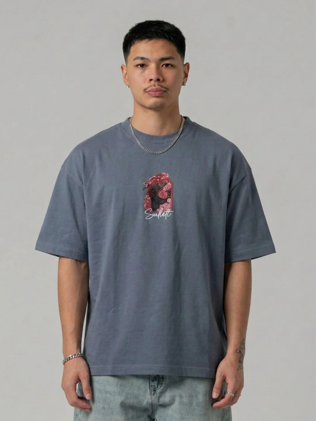 GREY DRAGON CREST TEE