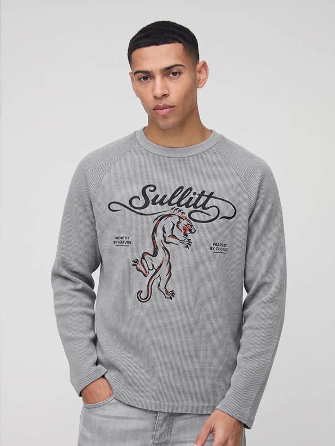 GREY HERITAGE PANTHER WAFFLE TEE