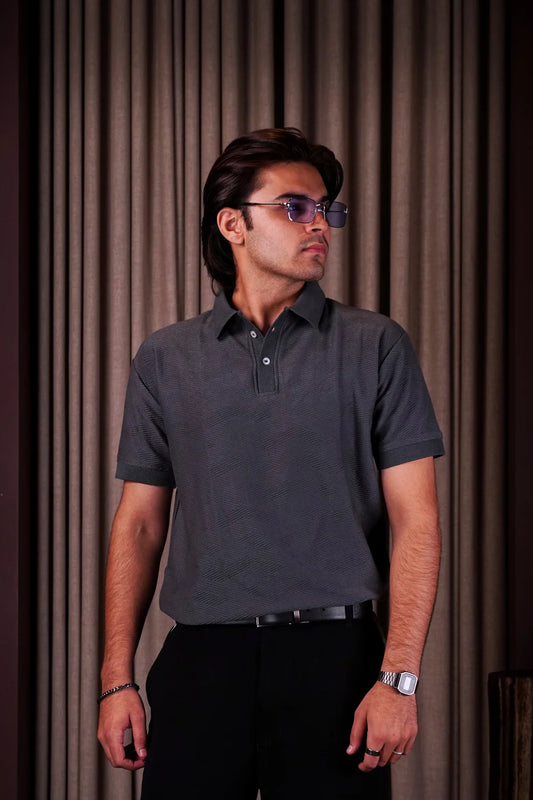 Grey Textured Polo