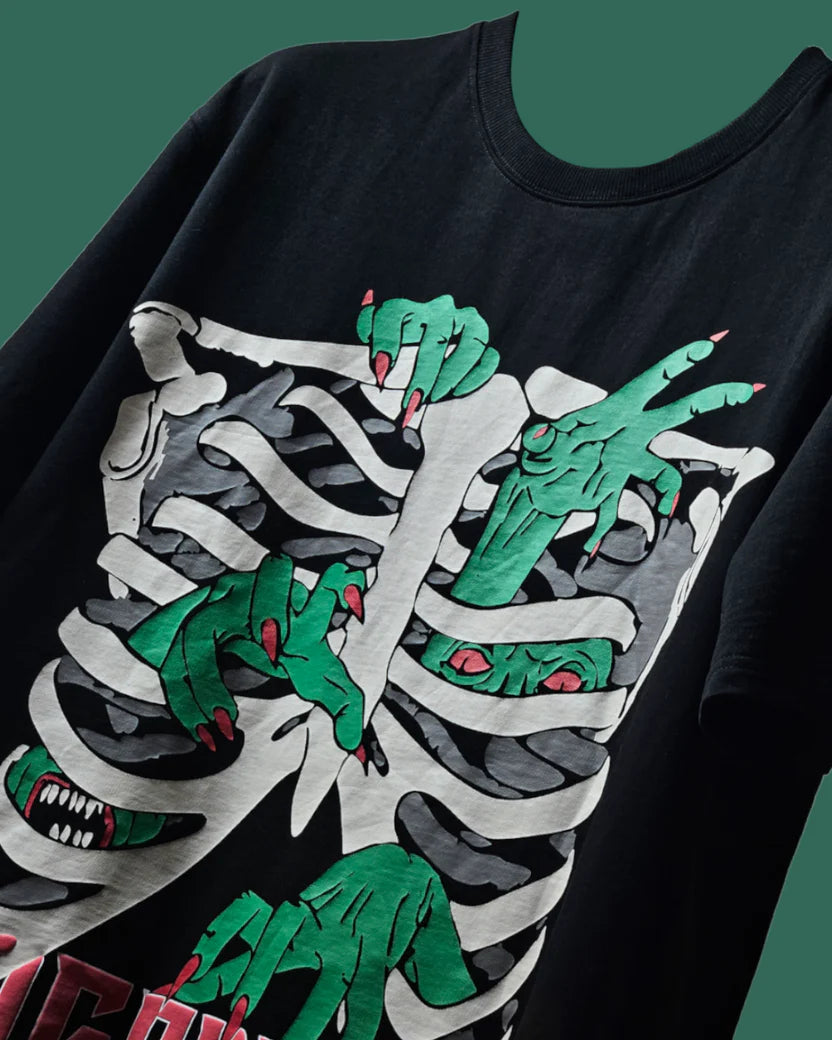 BLACK ZOMBIE RIBS T-SHIRT